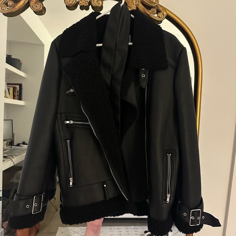 Steve Madden moto Sherpa leather jacket